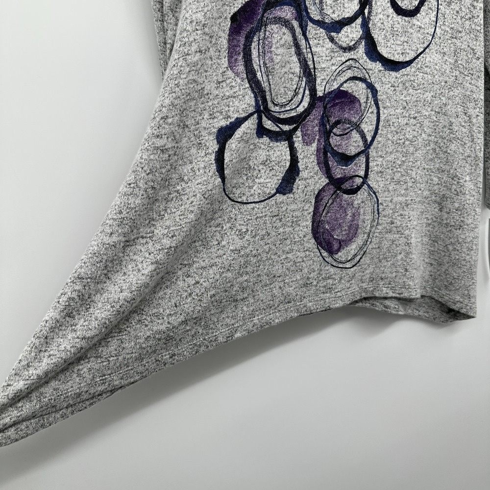 Jess & Jane Echoes Top Shirt Large Brushed Knit Cowl Neck Gray Artsy Boho New - Picture 6 of 11